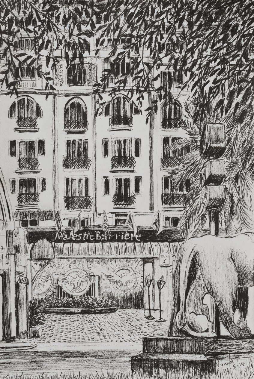 Majestic Cannes Filmfestival Fashion TV-entré, 2014, (bläck på papper) av Vincent Alexander Booth