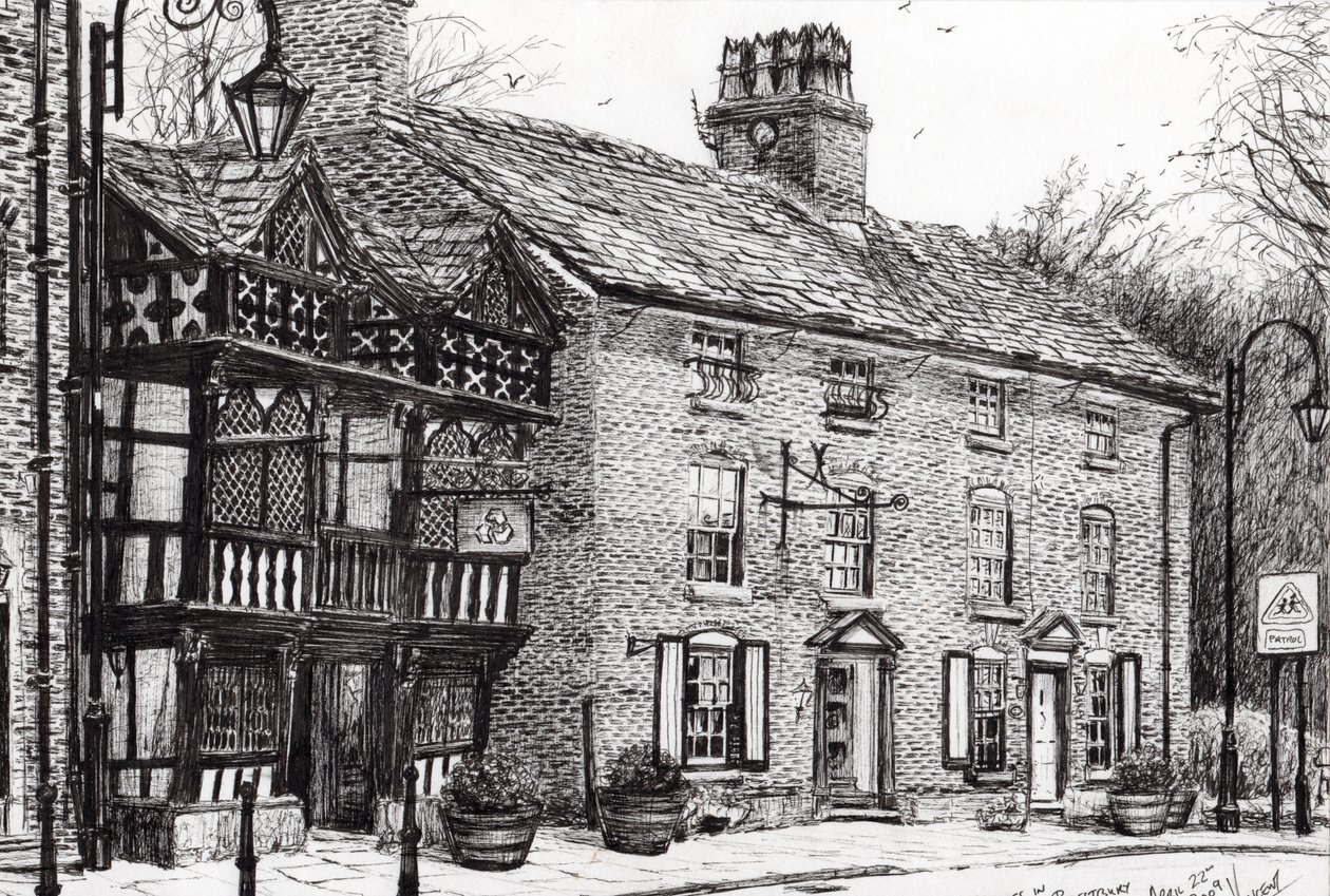 Prestbury, 2009, (bläck på papper) av Vincent Alexander Booth