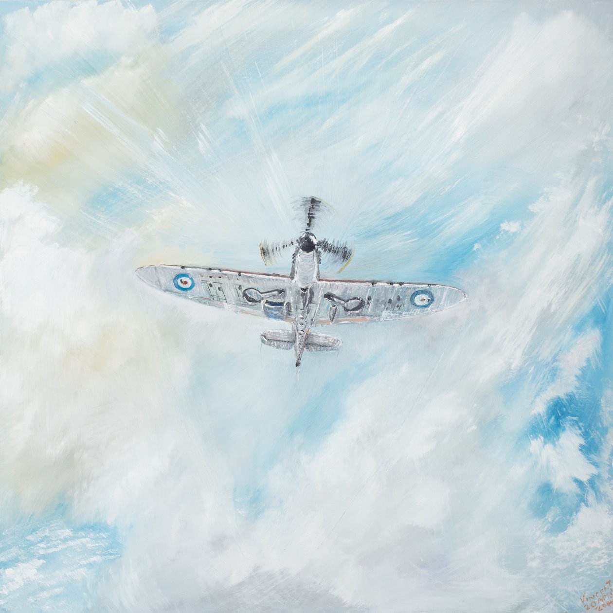 Supermarine Spitfire, 2014, (Olja på duk) av Vincent Alexander Booth