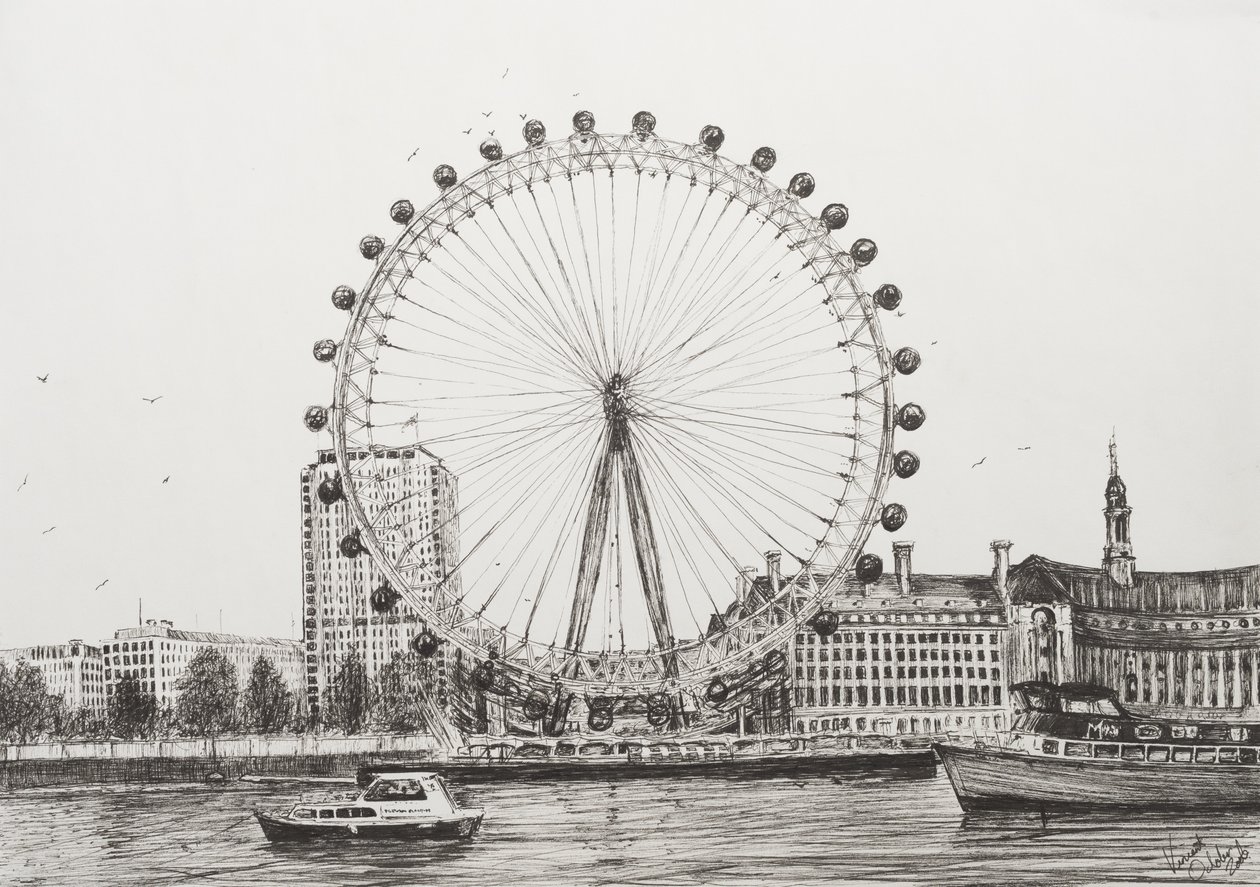 The London Eye, 2006, (bläck på papper) av Vincent Alexander Booth