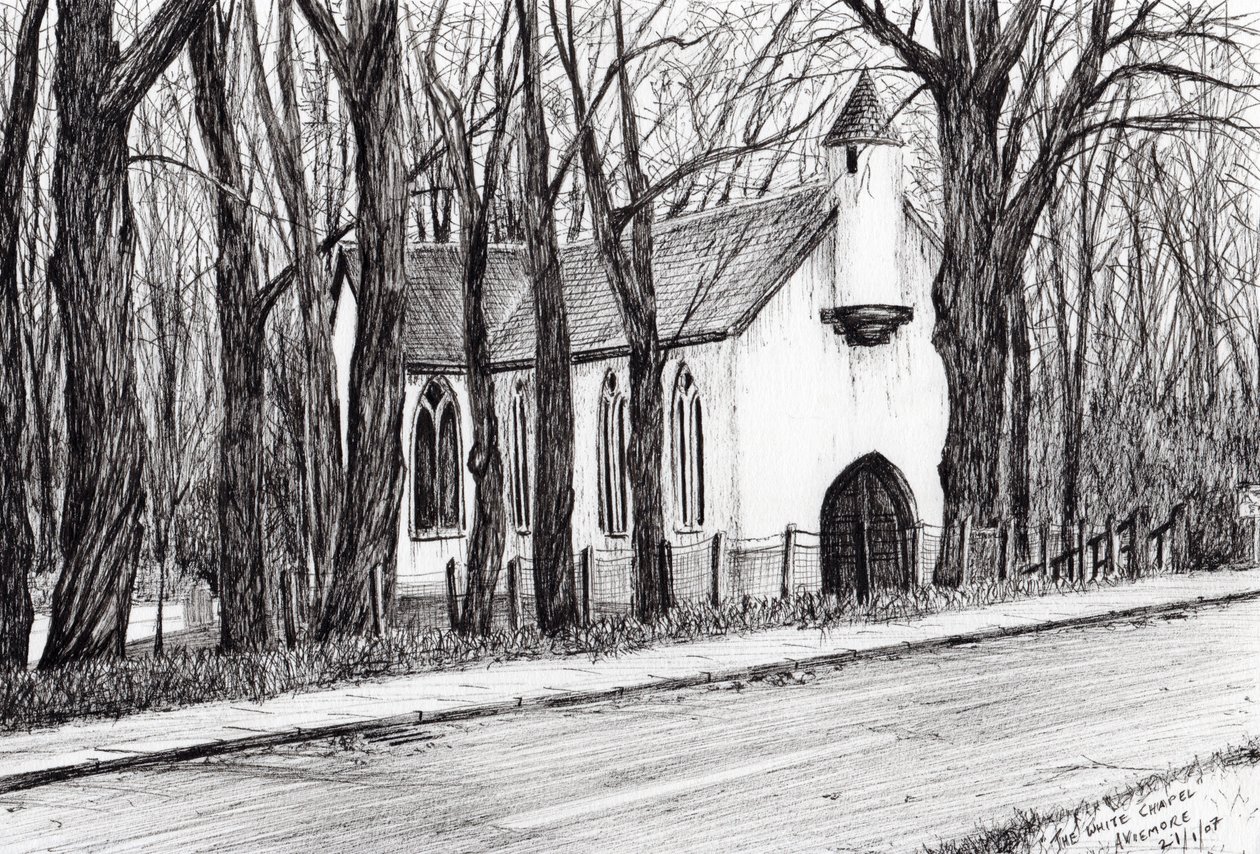 The White Chapel Aviemore, 2007, (bläck på papper) av Vincent Alexander Booth