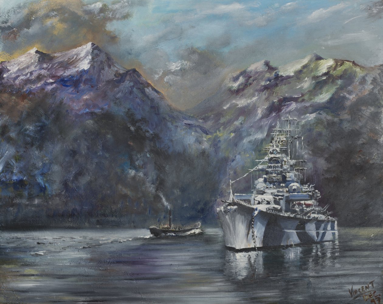 Tirpitz, Norge, 1995, (Olja på duk) av Vincent Alexander Booth