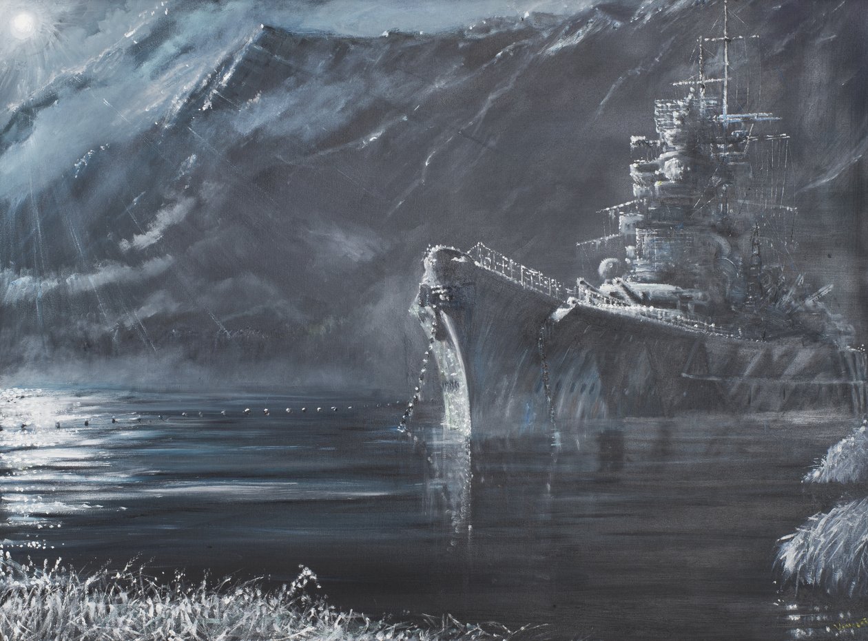 Tirpitz The Lone Queen of the North 1944, 2007, (olja på duk) av Vincent Alexander Booth