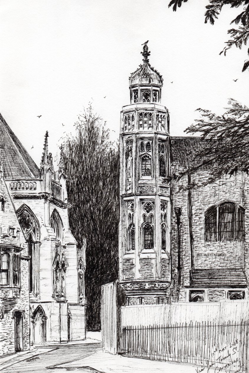 Trinity Street Cambridge, 2008, (bläck på papper) av Vincent Alexander Booth