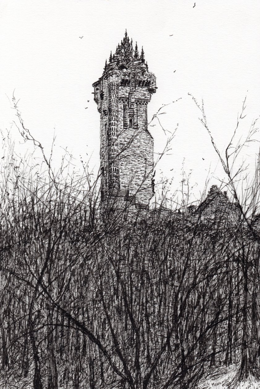 Wallace monument, 2007, (bläck på papper) av Vincent Alexander Booth