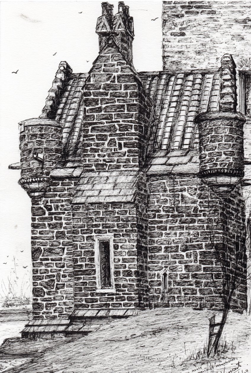 Wallace monument det lilla huset, 2007, (bläck på papper) av Vincent Alexander Booth