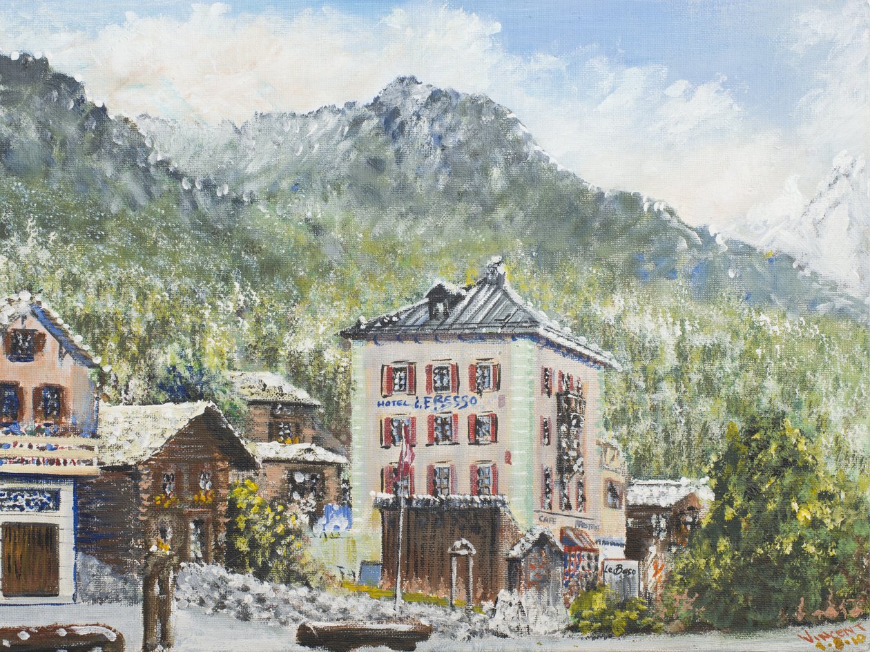 Zinal Switzerland 2007, (Akryl på canvasskiva) av Vincent Alexander Booth