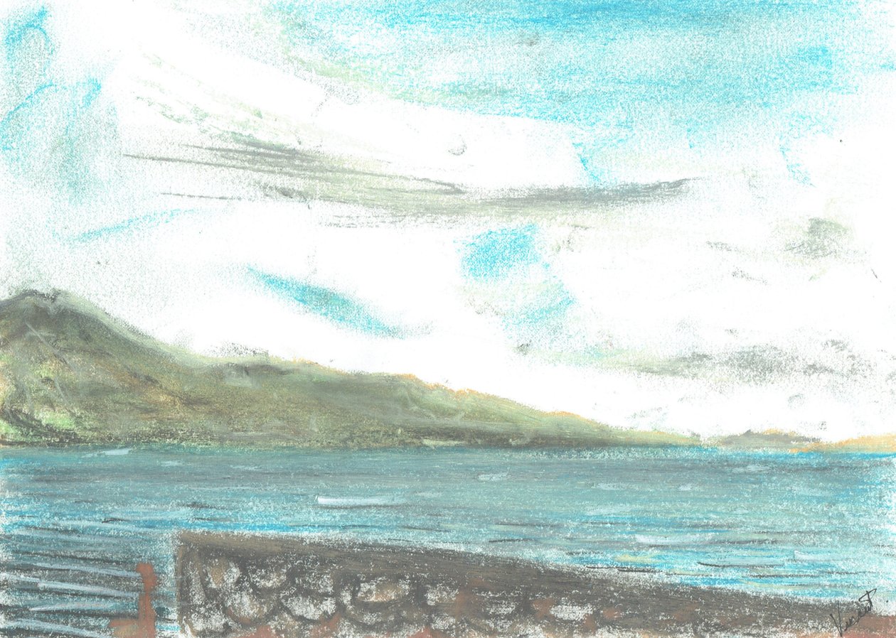 scen mittemot Jura, 2005, (pastell på papper) av Vincent Alexander Booth