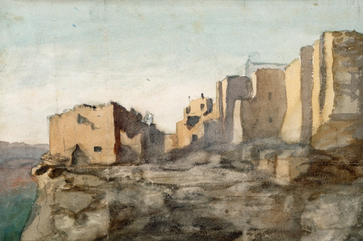 Moqui Village Cliff Dwellings, Arizona, 1869-71 (wc på papper) av Vincent Colyer