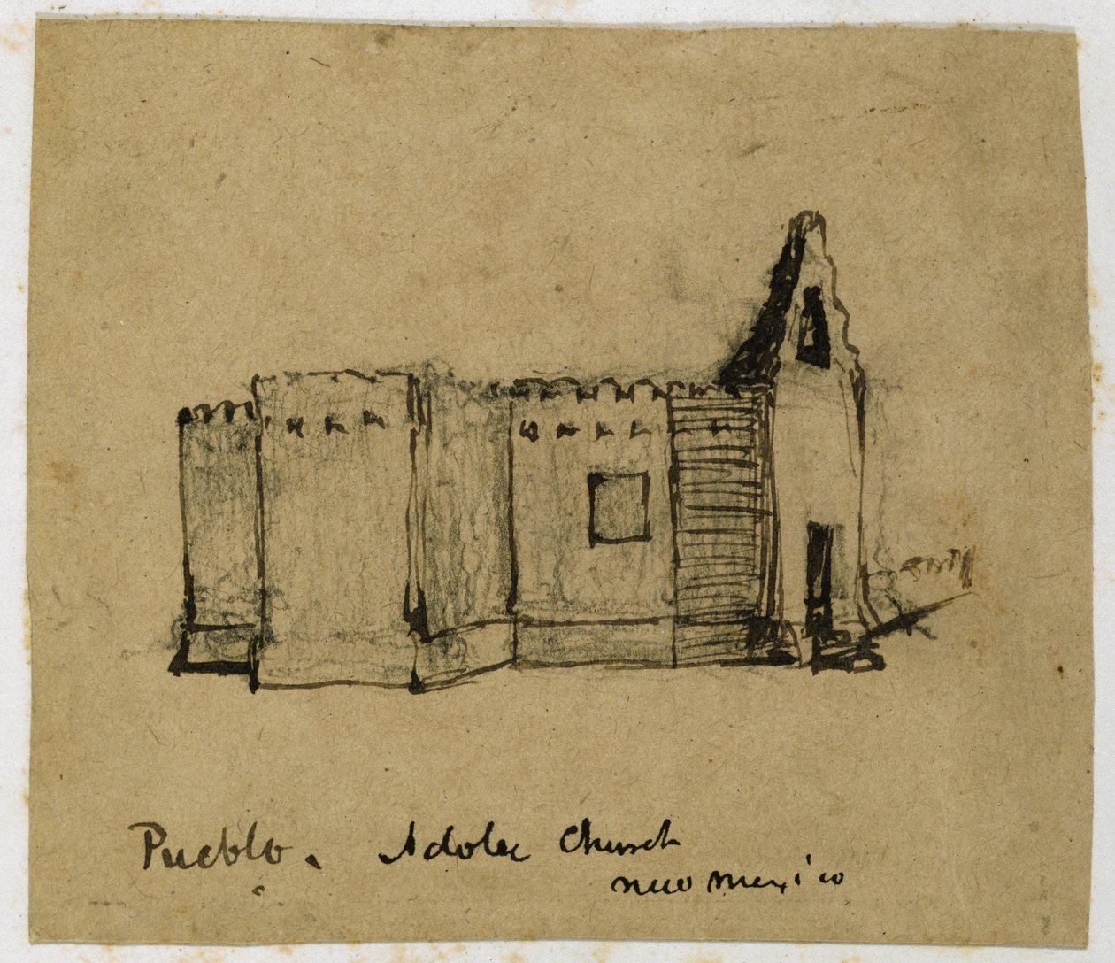 Pueblo, Adobe Church, New Mexico, 1869-71 (bläck på papper) av Vincent Colyer