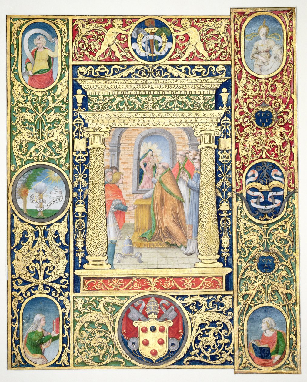 Marlay Cutting IT.35r Påven Leo den stores vision och bordsfragment från ett missal av påven Clemens VII, efter 1523 (pergament) av Vincent Raymond