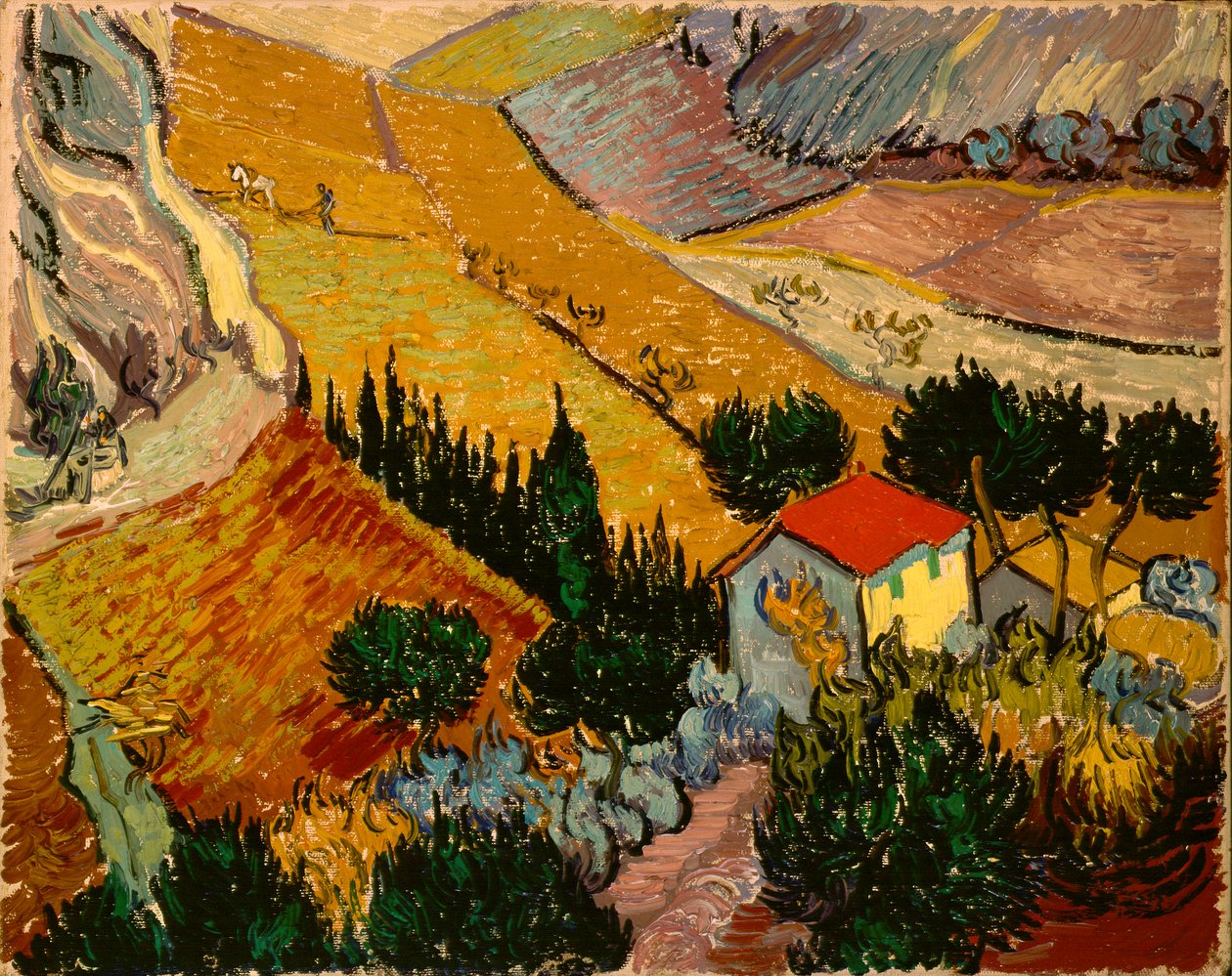 Landscape with House and Ploughman av Vincent van Gogh