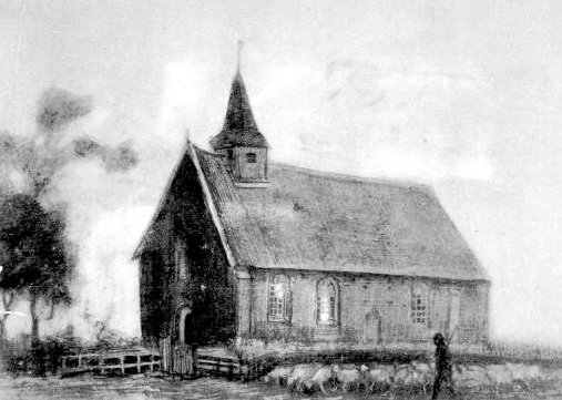  Kerk van Zweeloo geschetst door van Vincent van Gogh av Vincent van Gogh