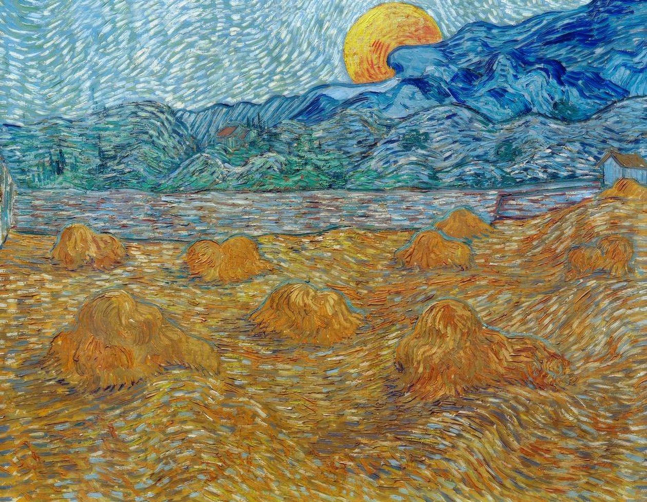 Kvällslandskap vid månuppgång av Vincent van Gogh