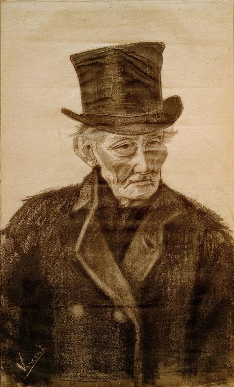 Gammal man med hög hatt av Vincent van Gogh