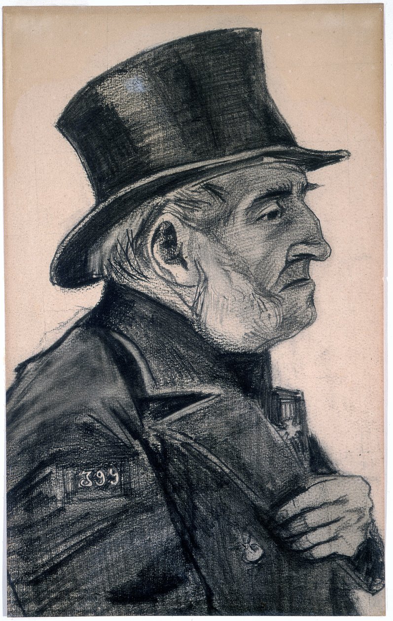 An Almshouse Man in a Top Hat, 1882 (graphite with white heightening on paper) av Vincent van Gogh