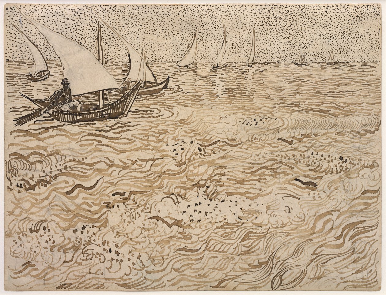 Boats at Saintes-Maries av Vincent van Gogh