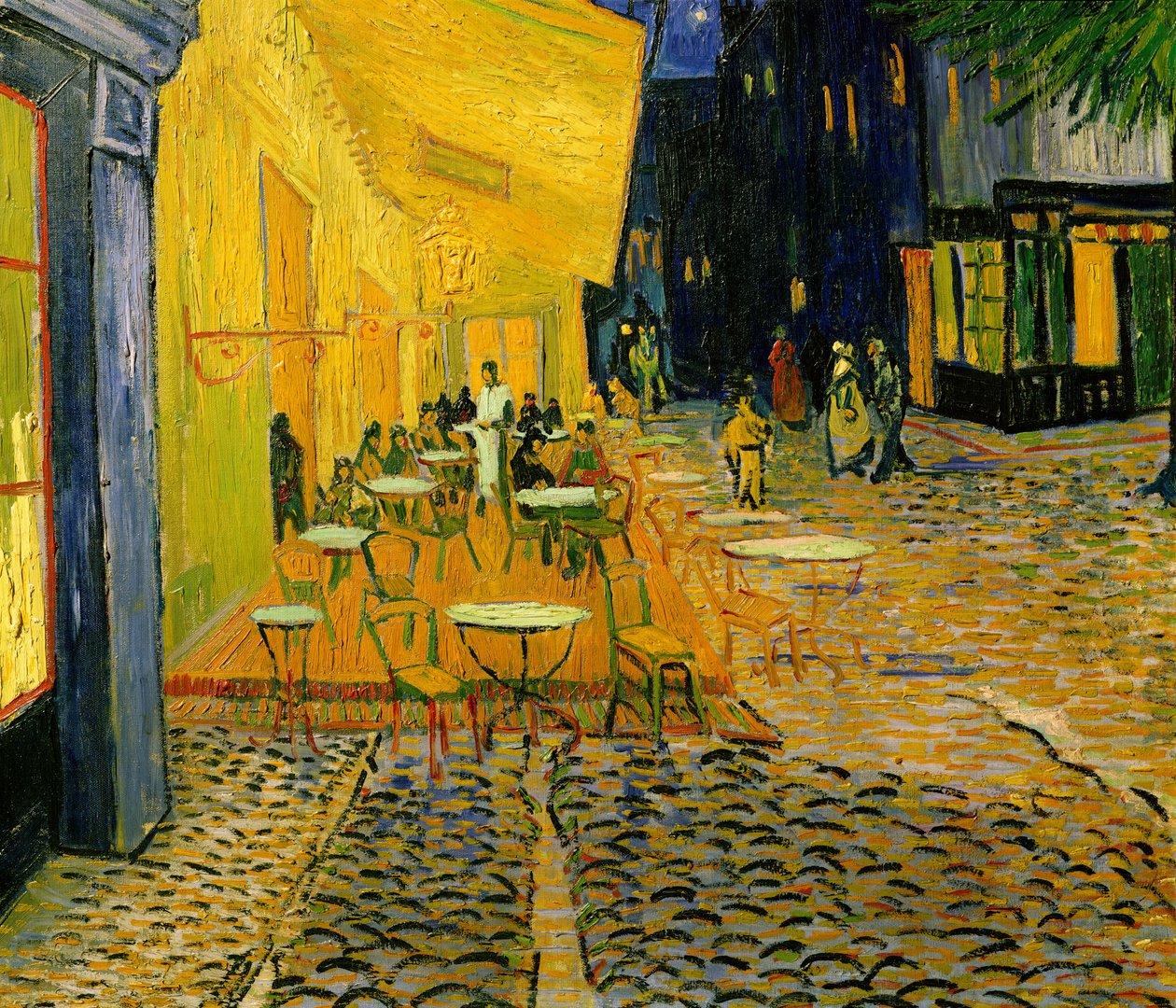 Cafe Terrace, Place du Forum, Arles, 1888 olja på duk detalj från 192281 av Vincent van Gogh