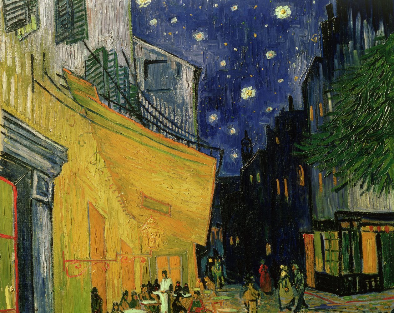 Cafe Terrace, Place du Forum, Arles, 1888 olja på duk detalj från 192281 av Vincent van Gogh