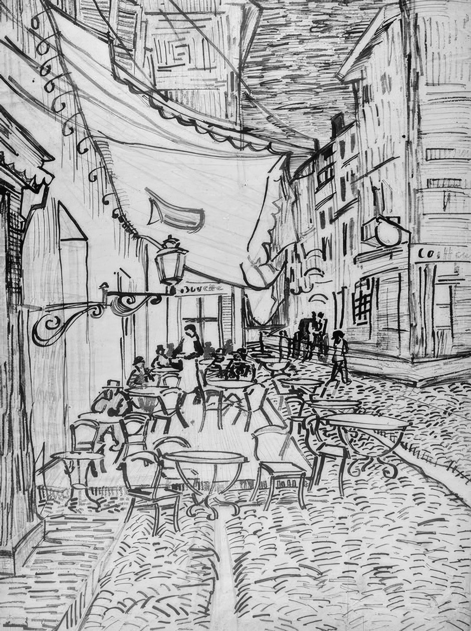 Caféterrass på kvällen av Vincent van Gogh