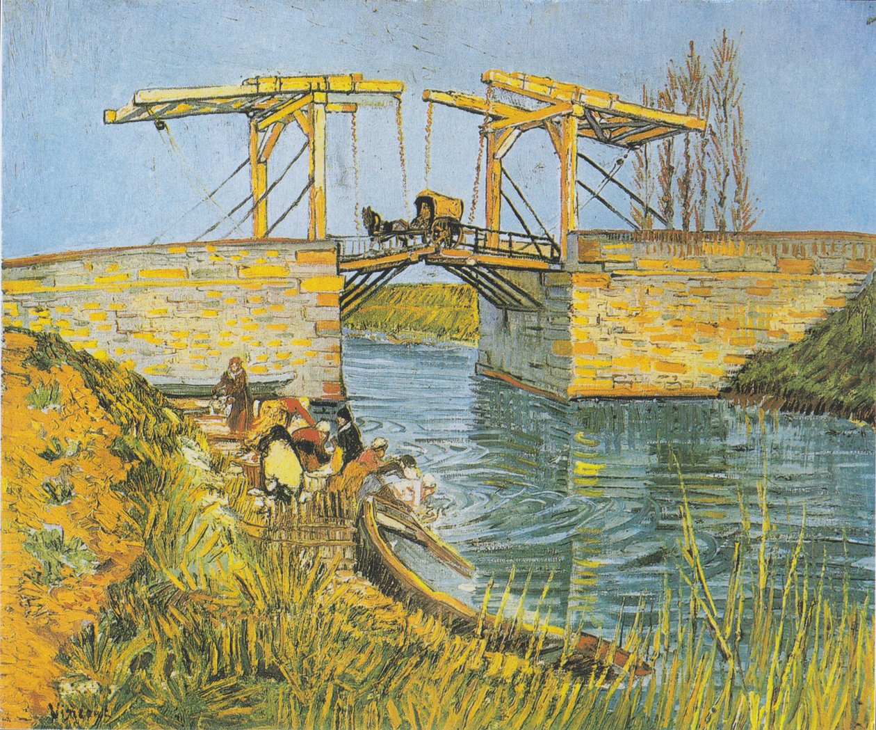 Langlois -bron i Arles med tvättstugor av Vincent van Gogh
