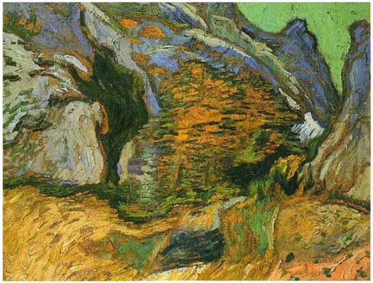 Die Schlucht Les Peiroulets av Vincent van Gogh