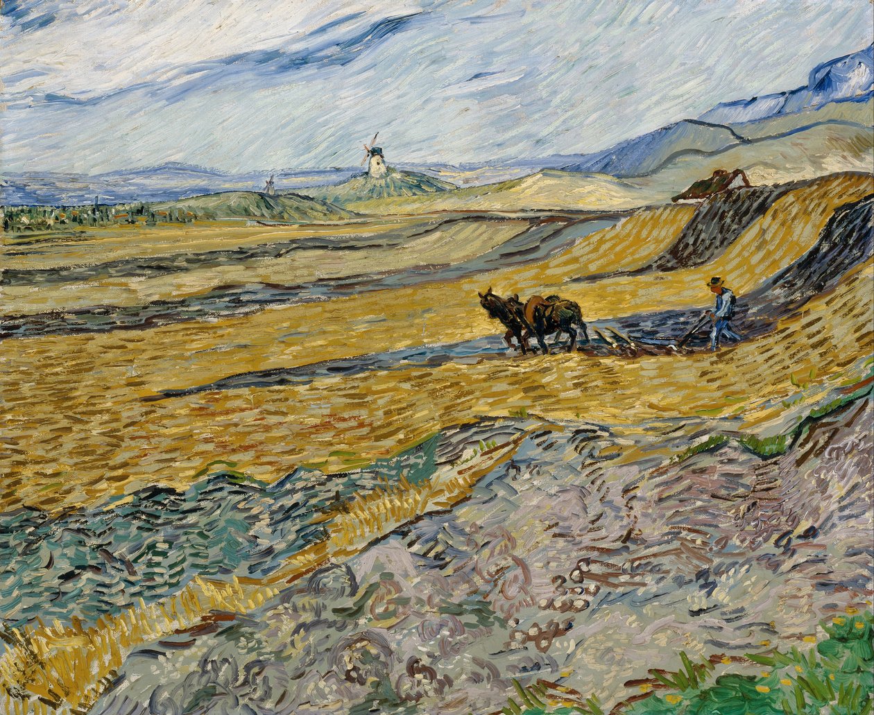 Inslutet fält med Ploughman av Vincent van Gogh