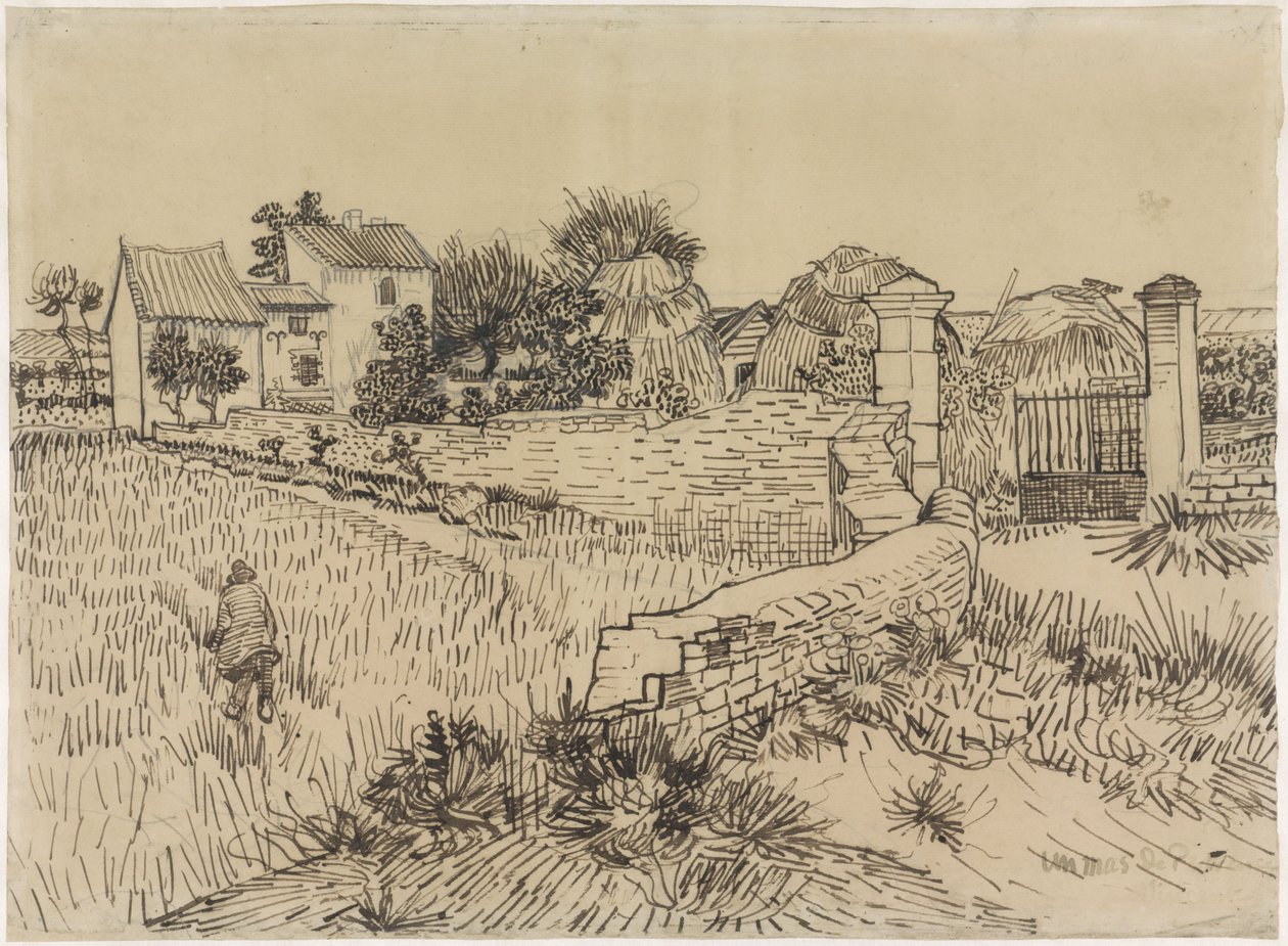 Farm in Provence, ca 1888 (penna på papper) av Vincent van Gogh