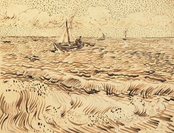 Fishing Boats at Saintes-Maries-de-la-Mer av Vincent van Gogh