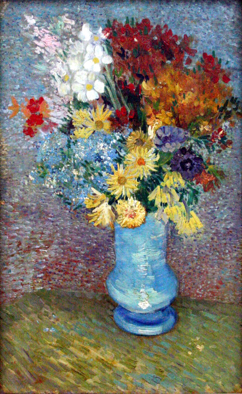 Flowers in a blue vase av Vincent van Gogh