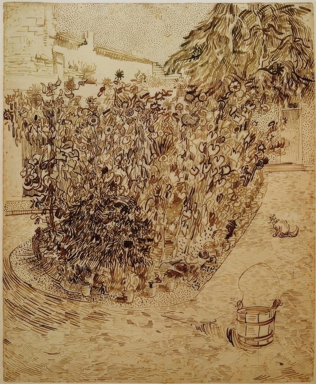 Trädgård till en badanläggning av Vincent van Gogh