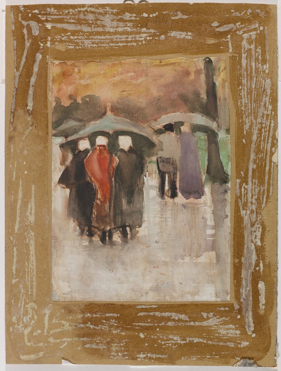 In the Rain, 1882 (wc förhöjd med vitt på veläng) av Vincent van Gogh