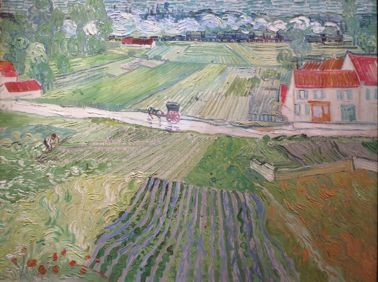 Landskap med vagn och tåg av Vincent van Gogh