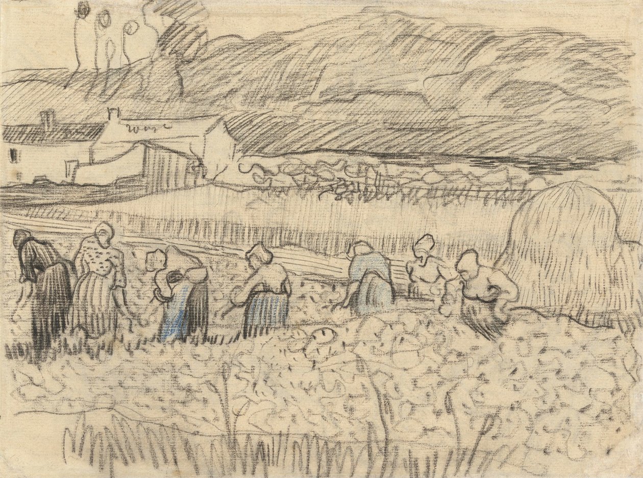 Landscape with Peasant Women Harvesting av Vincent van Gogh