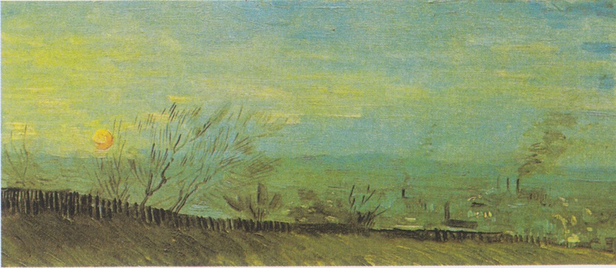Landskap med fabriker i månskenet av Vincent van Gogh
