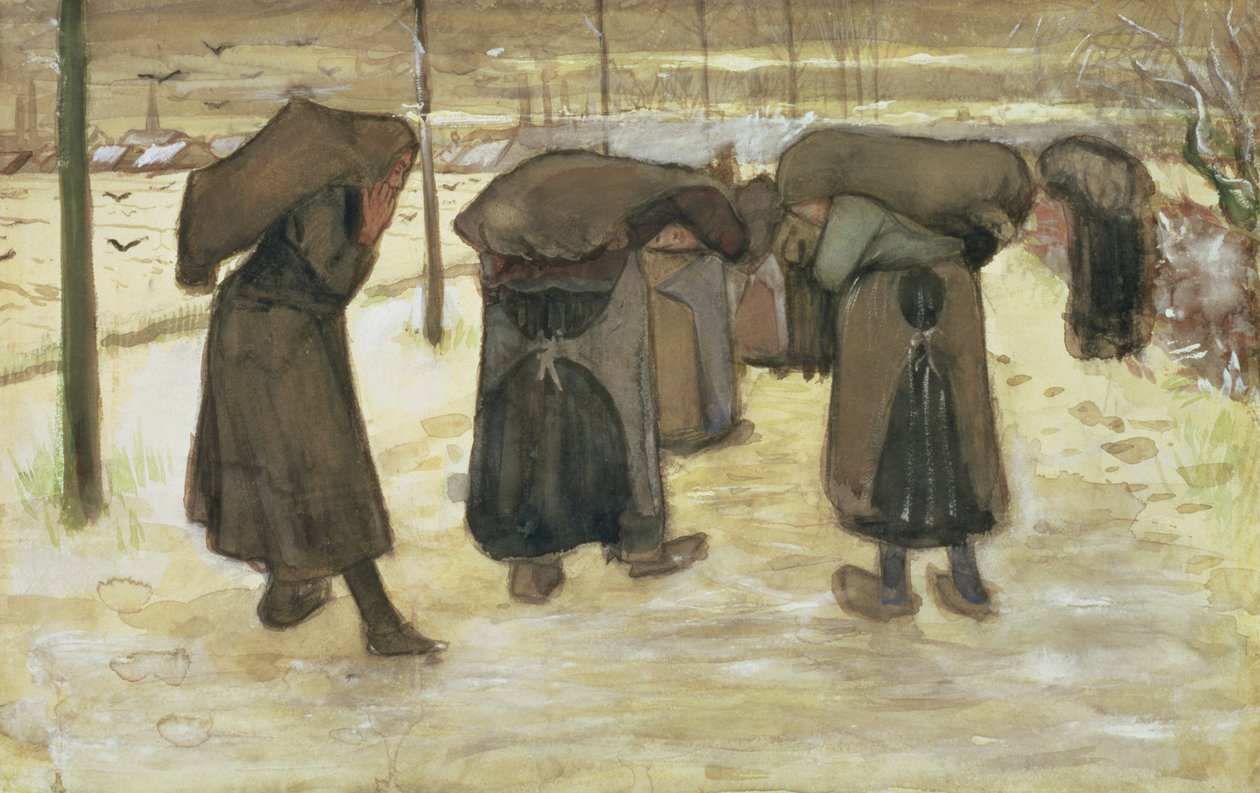 Gruvarbetarhustrur som bär säckar med kol, 1882 av Vincent van Gogh