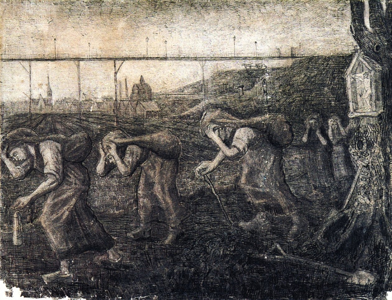 Miners women carrying sacks the bearers of the burden av Vincent van Gogh