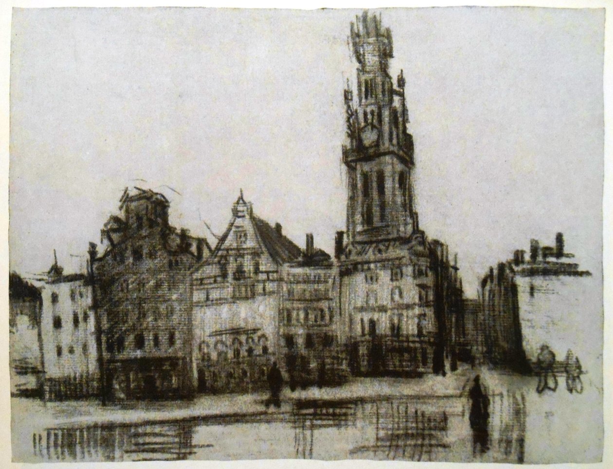 Gamla hus med katedralen av Vincent van Gogh