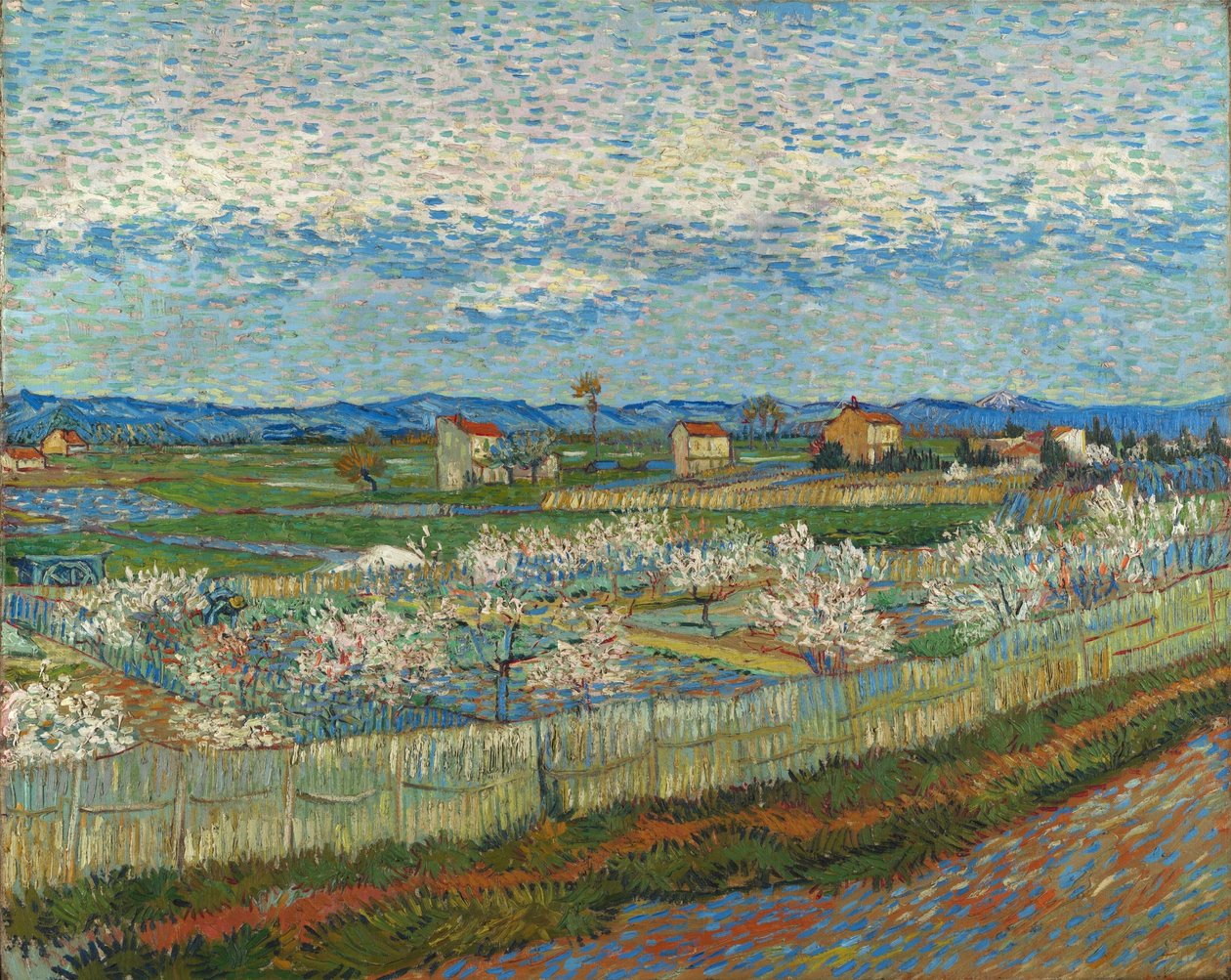 Persika träd i blomma av Vincent van Gogh