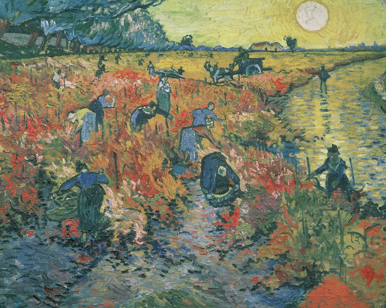 Röda vingårdar i Arles, 1888 av Vincent van Gogh
