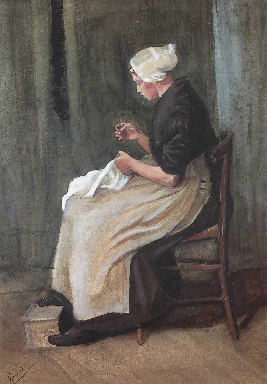 Scheveningen Woman Sewing av Vincent van Gogh