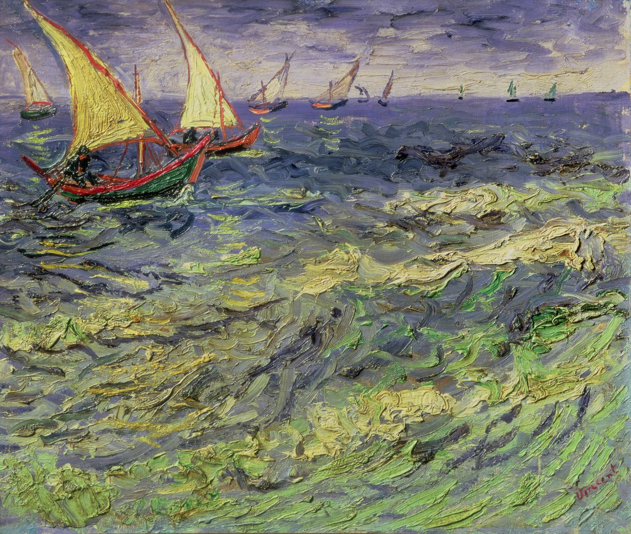 Havslandskap vid Saintes-Maries (utsikt över Medelhavet) 1888 av Vincent van Gogh
