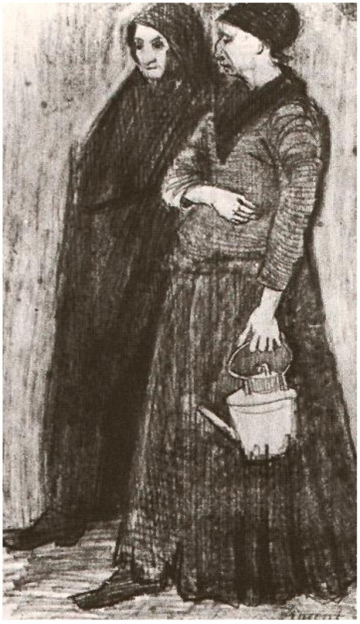 Sien Pregnant, Walking with Older Woman av Vincent van Gogh