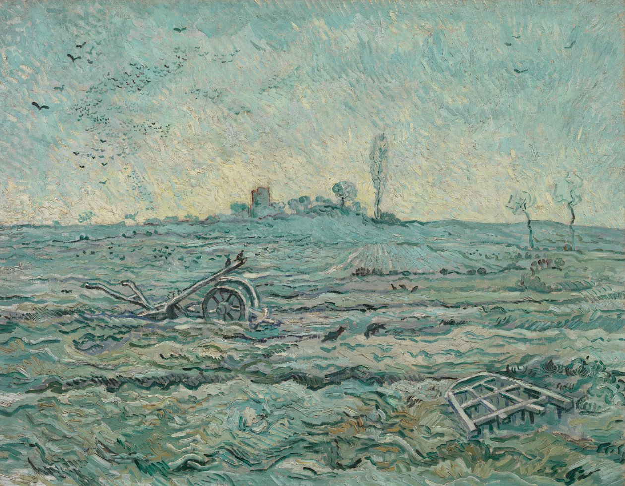 Snötäckt fält med en harv (efter hirs) av Vincent van Gogh