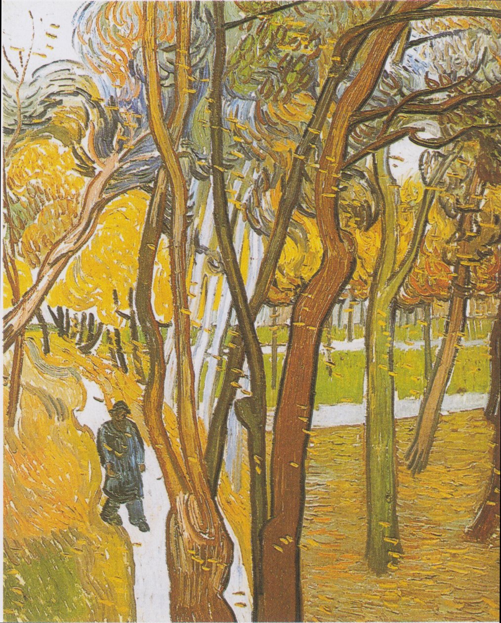 Vandrare i parken med fallande löv av Vincent van Gogh
