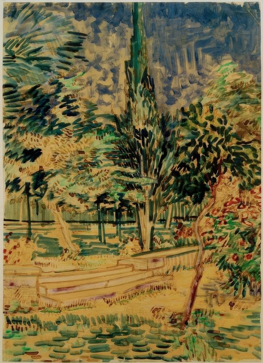 Steg i trädgården på sanatoriet av Vincent van Gogh