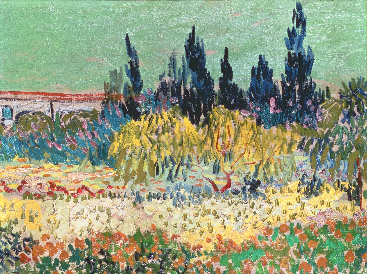 The Garden at Arles, detalj av cypresserna, 1888 (detalj av 78273) av Vincent van Gogh