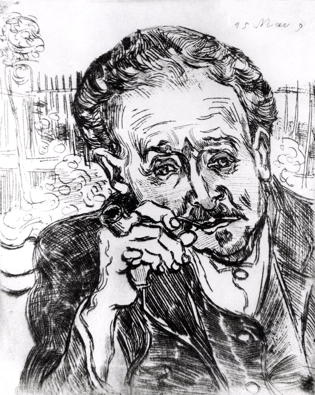 Mannen med röret, porträtt av doktor Paul Gachet (1828-1909) 15 mars 1890 av Vincent van Gogh