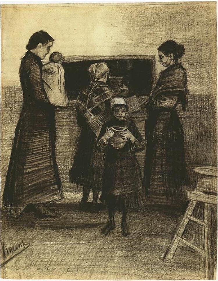 The Soup Distribution in a Public Soup Kitchen av Vincent van Gogh