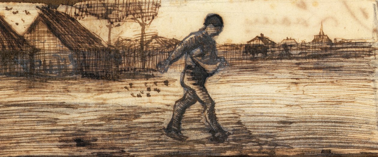 Sågaren, från en serie av fyra teckningar som representerar de fyra årstiderna (blyerts, penna och brunt bläck på papper) (se även 61643-4-6) av Vincent van Gogh